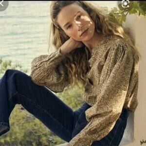 Doen Scarlet Blouse Liberty Green Chive Sz S